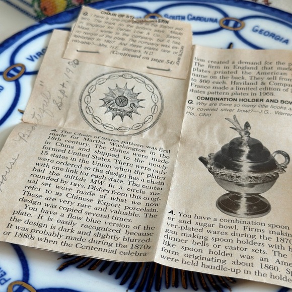 4 Flow Blue Martha Washington Chain of States Plates - Picture 7 of 9